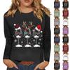 Sweat à capuche à manches longues pour femme, ample, confortable, décontracté, tendance, col en V, imprimé de Noël