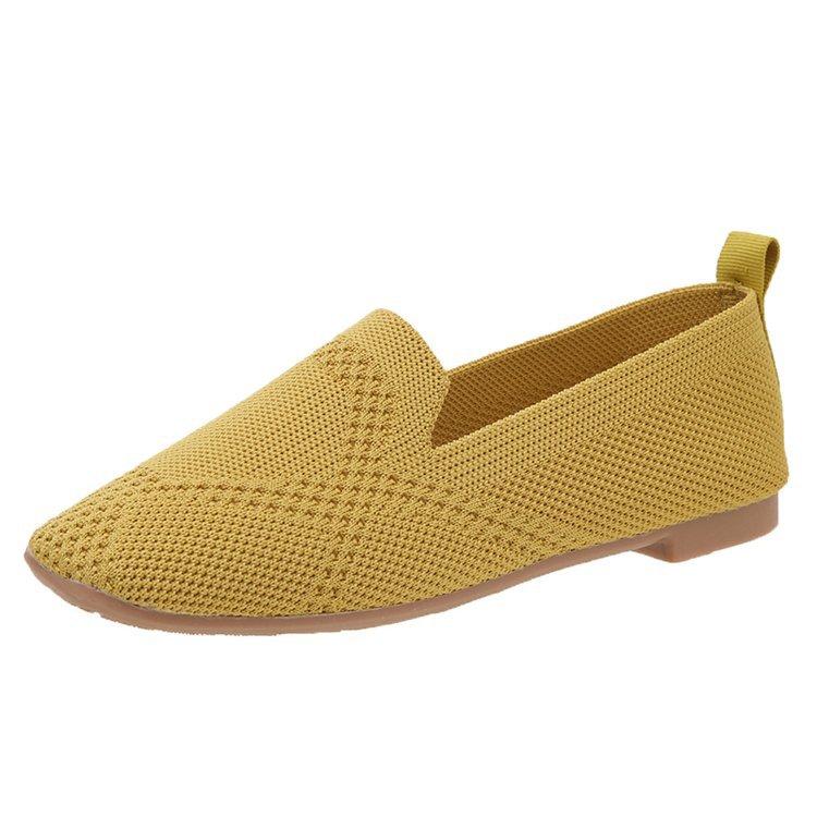 

Women s Spring Autumn New Knitted Flat Bottom Single Shoes Soft Bottom Shallow Mouth Comfortable Casual Women s Shoes 36 жёлтый