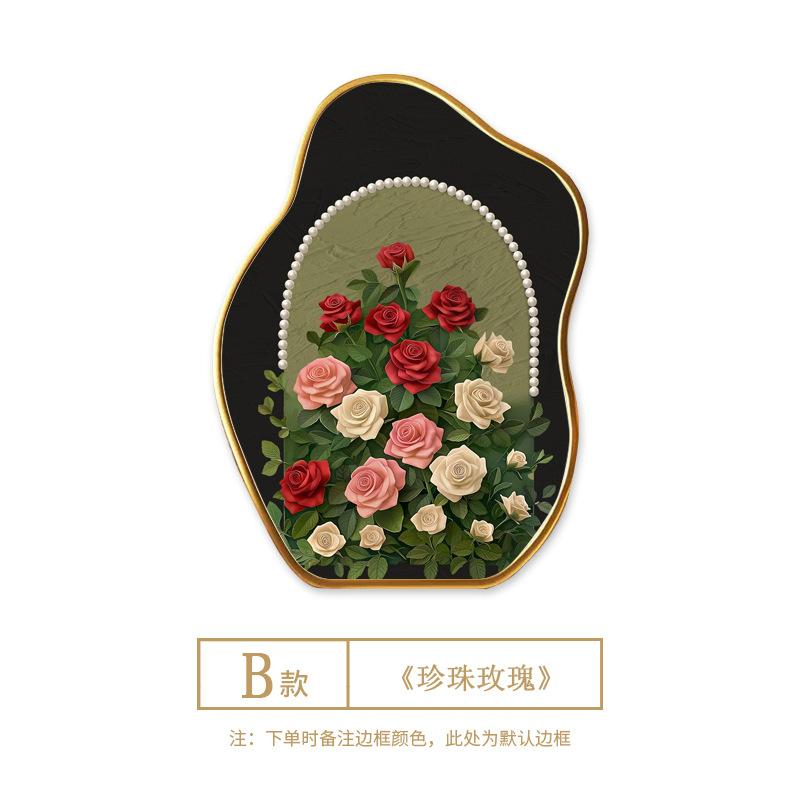 

Medieval-style Pearl Rose Pattern Decorative Painting,home Room Desktop Chest Setting Table,vintage Art Piece,high-end and Niche Gold20x25cm