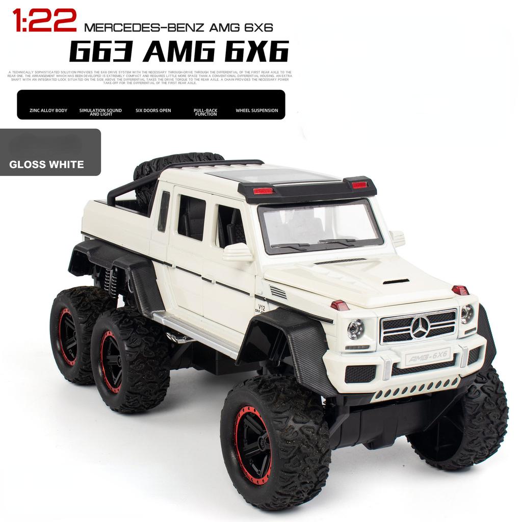 1:22 Mercedes-Benz G63 AMG 6X6 Off-road Vehicle SUV Alloy Model Car Diecast Simulation Sound Light Toys Car Children Gifts A72
