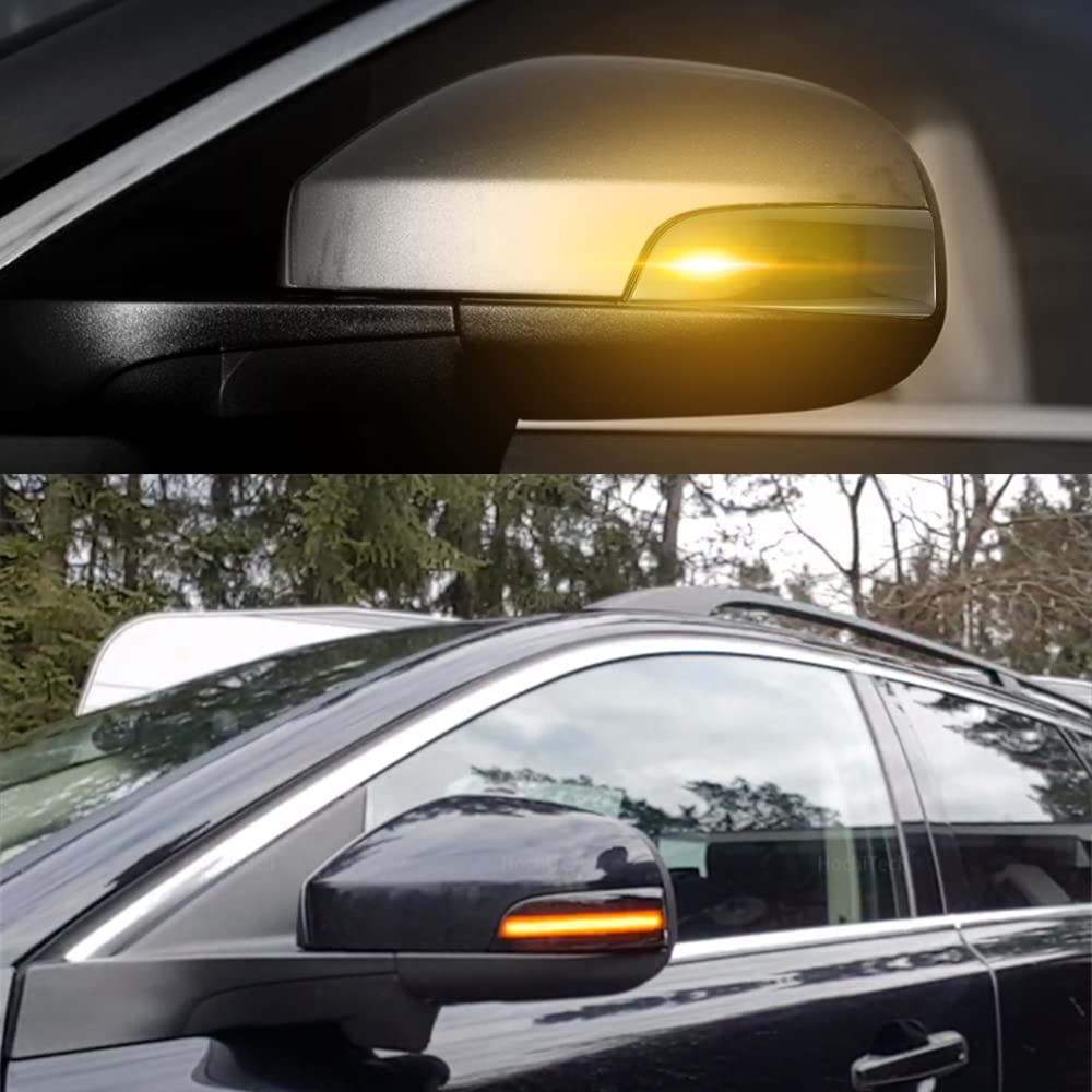 2Pcs Led Dynamic Turn Signal Lights Sequential Yellow Lights Black Shell Side Mirror Reflector Compatible For Volvo C30 S80 S40 V70 S60