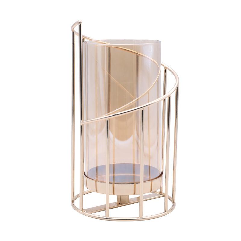 Romantic Candlestick Decoration Living Room Dining Table High-end Iron Candle Decoration Props Utensils Candle Jars with Lid