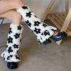Leopard Print Cold-proof Furry Slouchy Socks Half Flared Leg Warmers Spice Girl Winter Warm Knee Protection Thick Wide-leg Leg Warmers