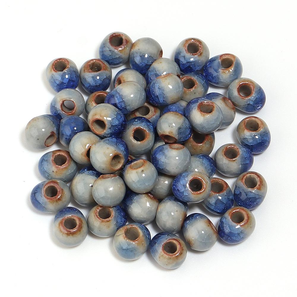 40pcs/lot 6mm Ice Crack Ceramic Beads Round Loose Spacer Beads For Jewelry Making DIY Bracelet Necklace Earrings Accessories
