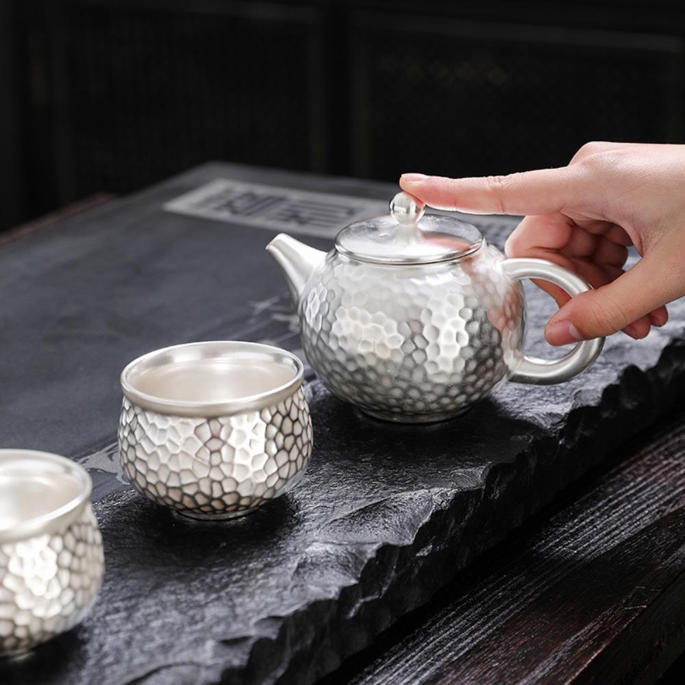 Hammered Texture Silver Gilding Teapot Gift Set Filter Heat-resistant Kung Fu Tea Cup Mini Handmade Kung Fu Tea Pot Elder