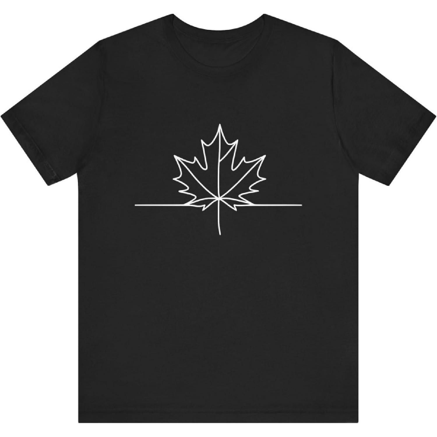 One Line Art Drawing Maple Leaf 674 Unisex T-Shirt S