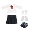 Obitsu 11 OB11 Size Costume Obitsu Doll For 11cm Body School Style Uniform Clothes Long Sleeve Shirt with Ribbon Skirt/hanging Trousers (girl)