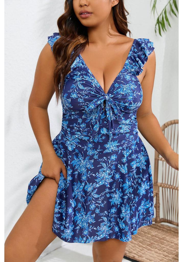 2024 Retro Plus Size Women's One-Piece High-Waist Swimsuit - European & American Style