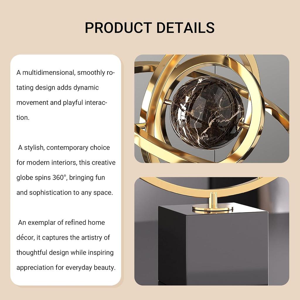 Modern Globe Sculpture - Stainless Steel Multi-Dimensional Home Office Decor, Perfect Gift for Art Lovers (S)