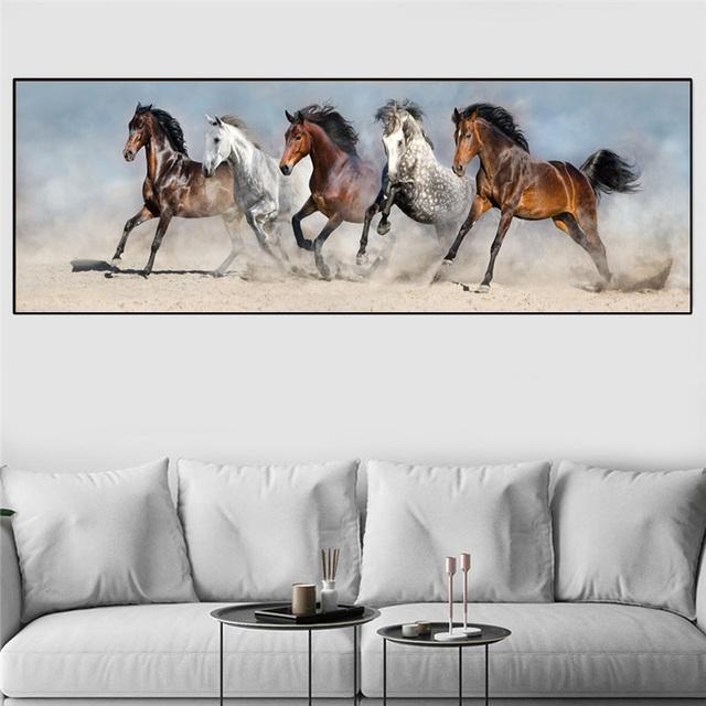 Animal Seven Running Horse Oil Canvas Painting Abstract Posters and Prints Wall Pictures For Living Room Home Decor No Frame