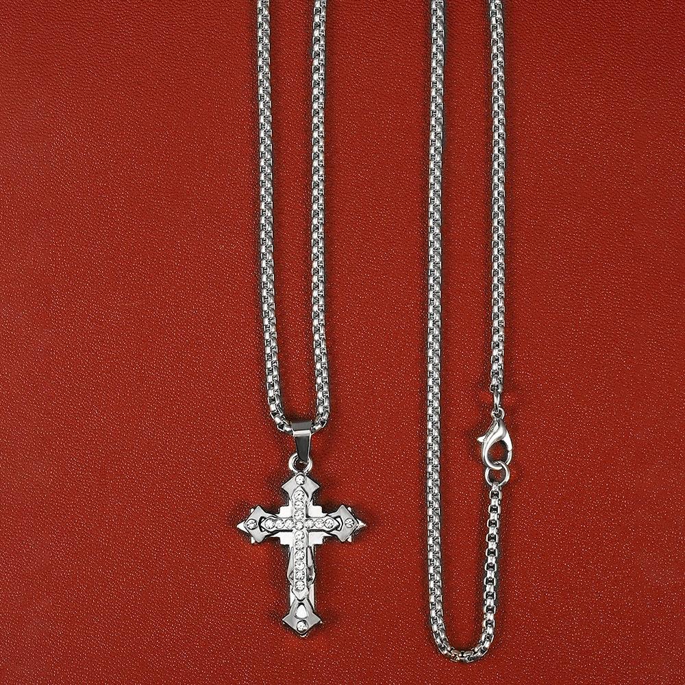 High Quality Cross Titanium Steel Non Fading Necklace,Domineering Trendy Men's hip-hop Pendant Chain,New Handsome Men Women Gift