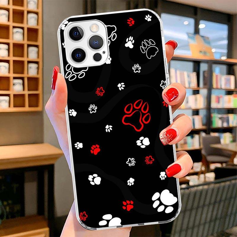 Dog Footprint Paw Cute Cover Phone Case For iPhone 16 17 Air 15 14 Pro Max 16E Phone Case 13 Mini 12 11 7 SE 8 Print Pattern Fit