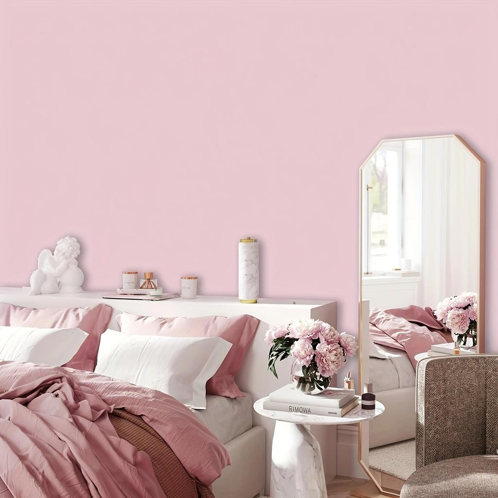 1 Roll Pink Peel and Stick Wallpaper 23.62x393.7in Self-adhesive Dormitory Furniture Renovation Wall Decoration