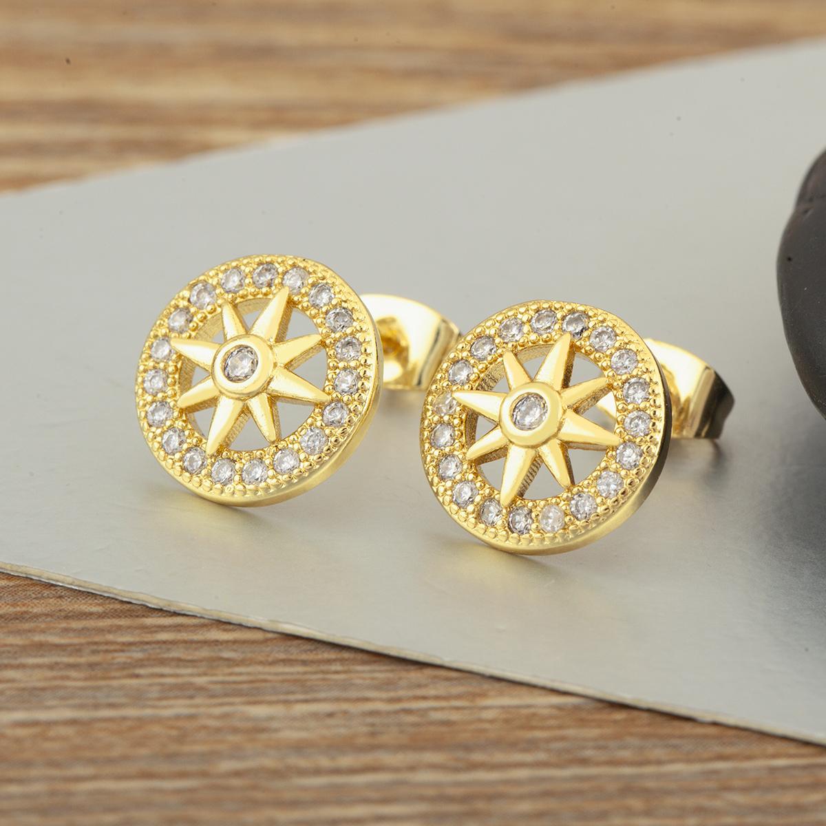 

Nidin New Arrival Round Shape Shine Zircon Flower Stud Earrings For Women Female Fashion Versatile Delicate Jewelry Accessories белый