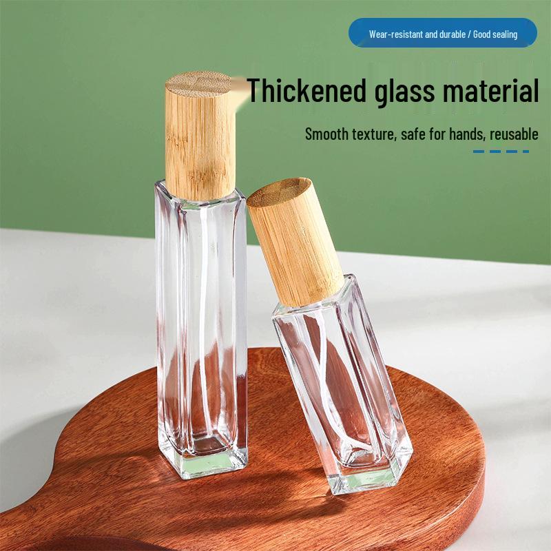 Luxury Travel-Sized Transparent Glass Perfume Bottle with Wooden Cap
