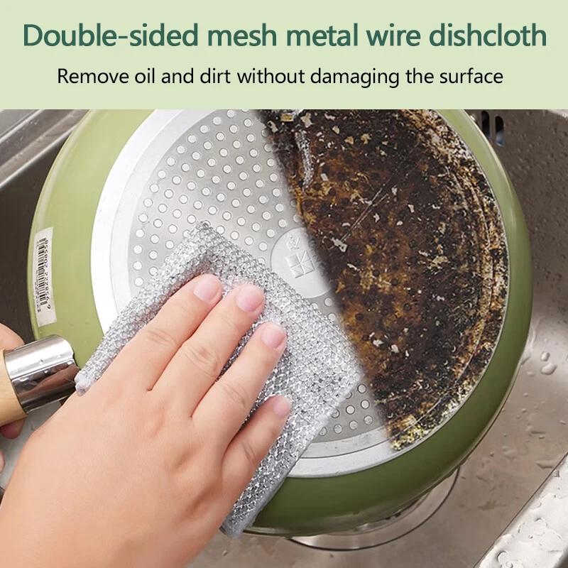 5pcs Wire Wipes Kitchen Cleaning Cloths Reusable