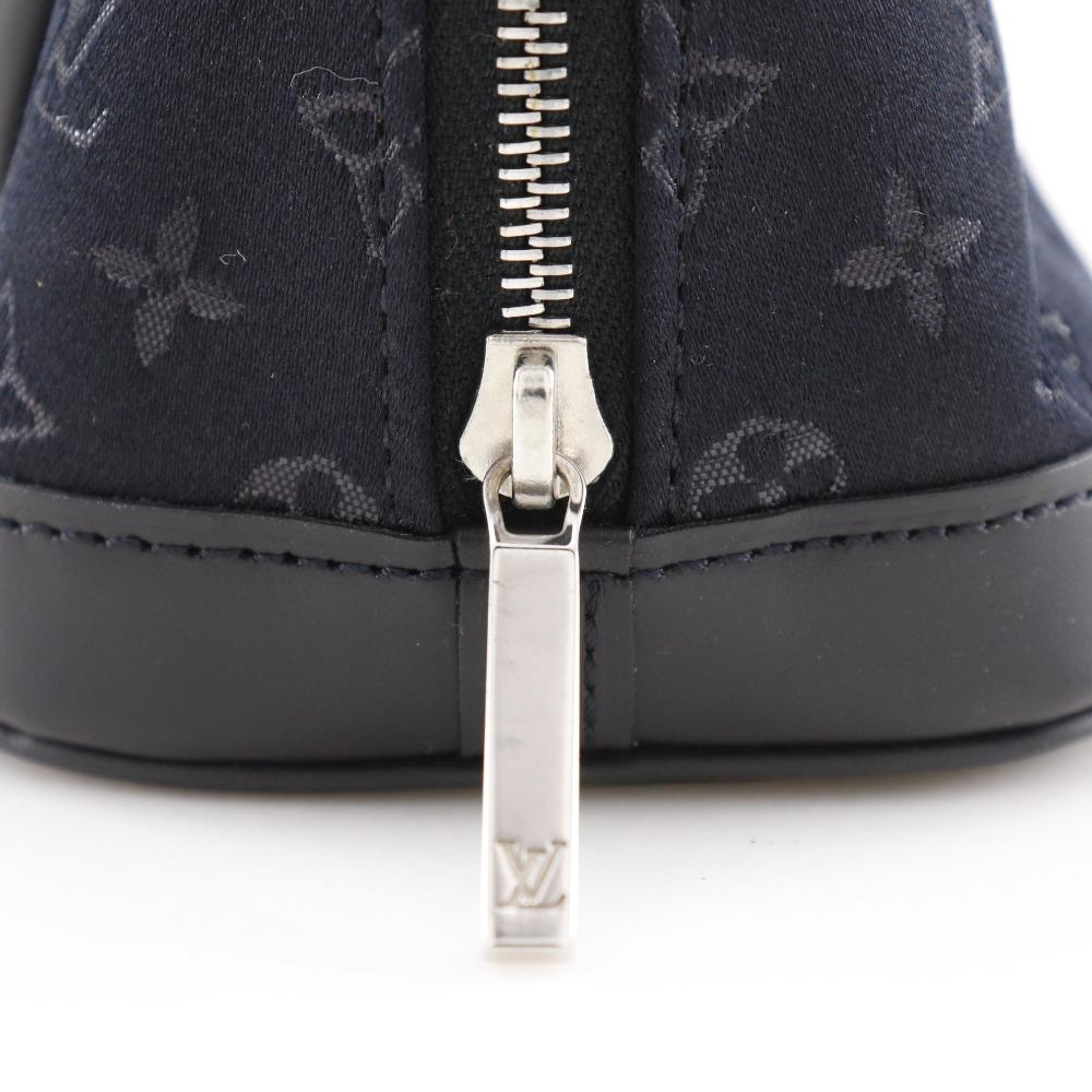 Louis Vuitton Little Alma Handbag M92146 Black Monogram Satin Women Used