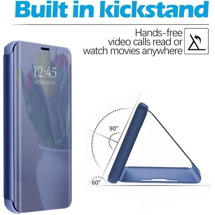 Coque - E.F.CONNECTION - Pour iPhone 12 - Effet Miroir - Rigide - Bleu