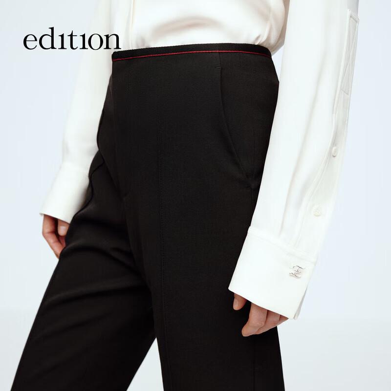 Edition 2024 Winter Red Embroidered Straight-Leg Wool Suit Pants