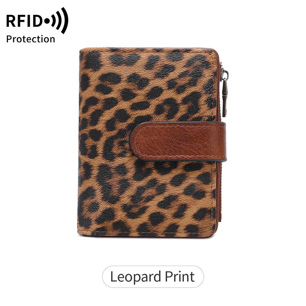 RFID Diebstahlschutz Damen Leder Dreifach-Geldbörse mit Mehrfach-Kartenfächern - Retro Europäischer und Amerikanischer Stil