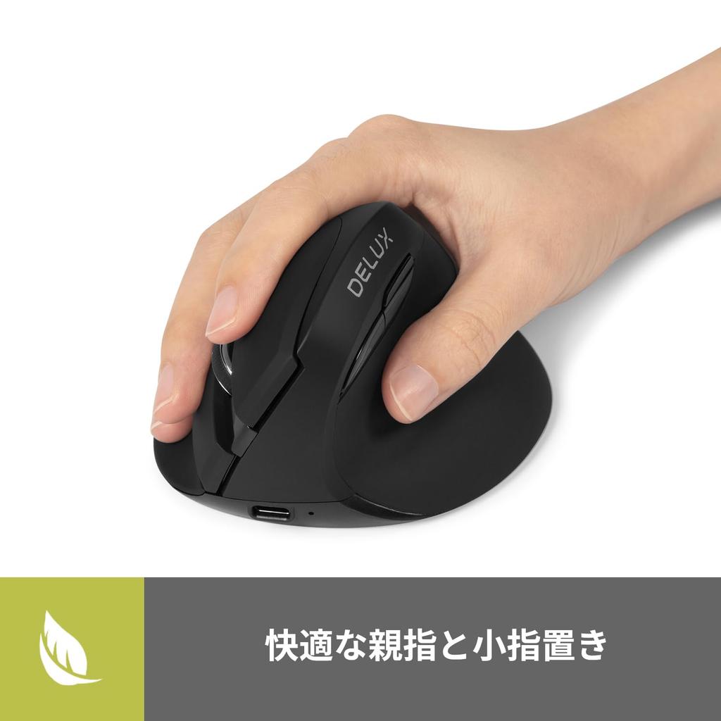 DELUX Ergonomic Wireless Bluetooth 6 4000 Relieves Carpal and Hand for and Macs Mouse, Quiet, Compact, Vertical, 5.2 & 2.4GHz, Rechargeable, Buttons,