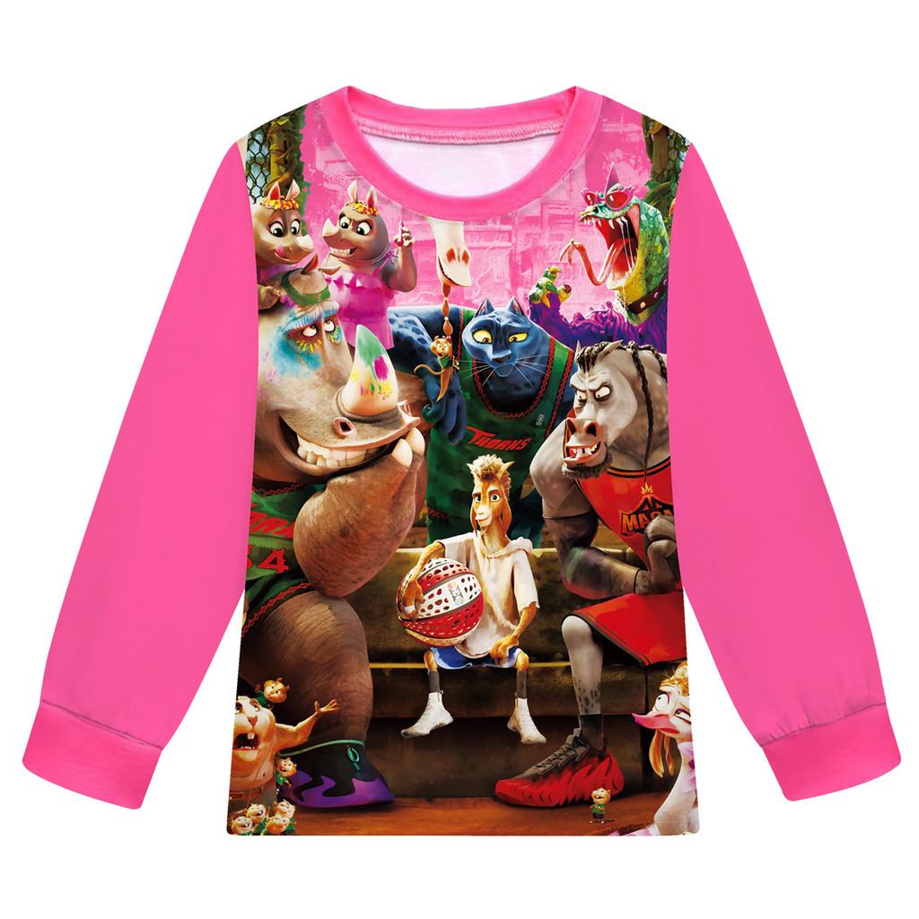 19803 Kinder Jungen Mädchen GOAT Print Langarm Rundhals T-Shirt Oberteil Hosen Sets