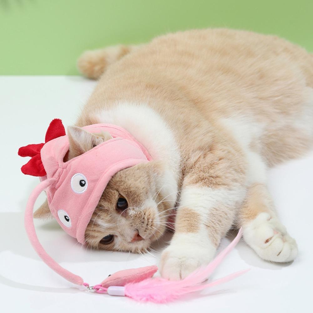 with Replaceable Pendant Kitten Teaser Toy Soft Cat Hat Toy Cute Interactive Cat Wand  Indoor Play