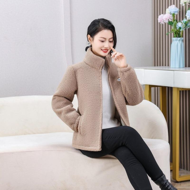 Fleece thickened cotton-padded clothes granular lamb warm winter new loose large size top coat women