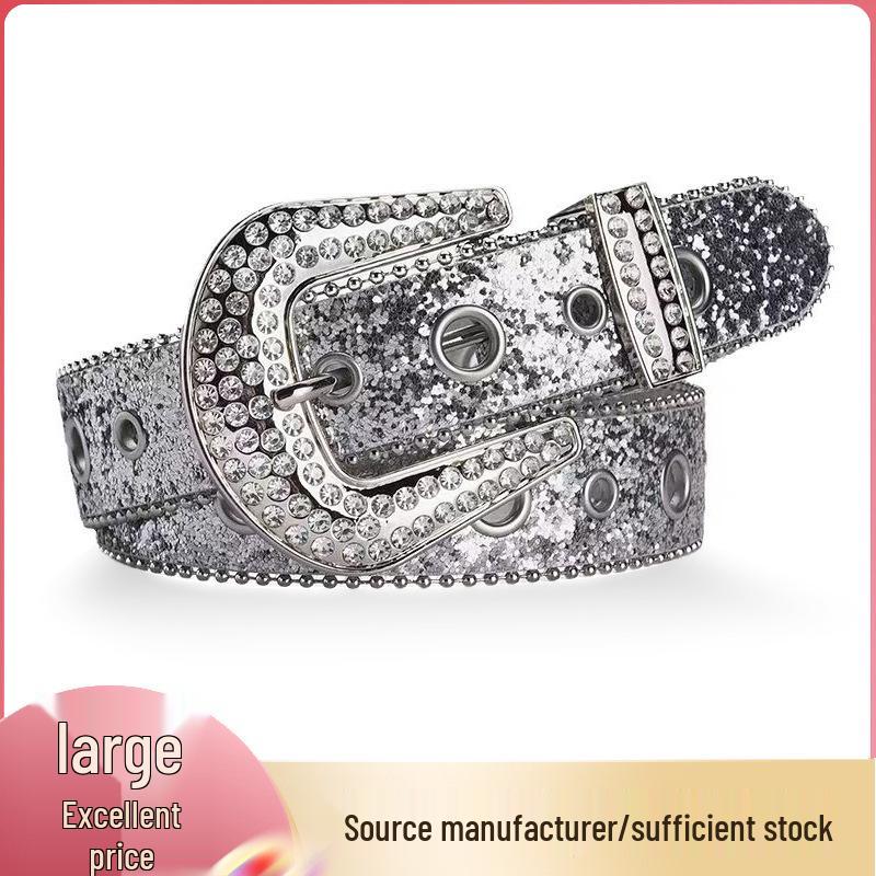 Women's Rhinestone Belt: Versatile Wide Waistband with Sequin Decoration for European & American Fashion