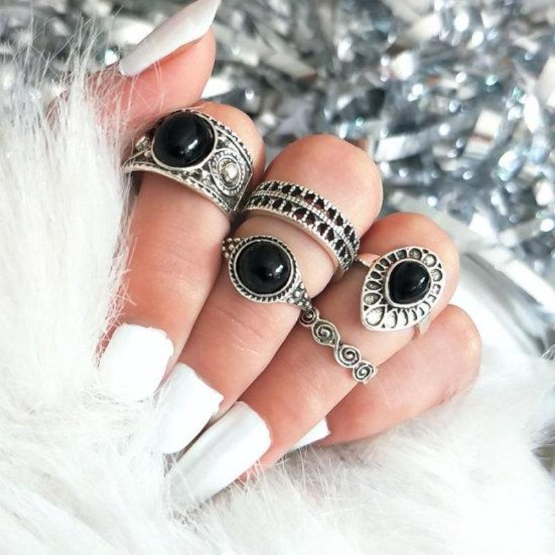 5 Stücke Vintage Hohl Tropfen Über Knuckle Frauen Stapeln Midi Ringe Set Pub Geschenk