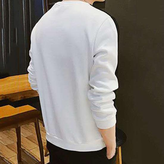Men Shirt Contrast Colors O Neck Pullover All Match Spring T-shirt for Daily Wear
