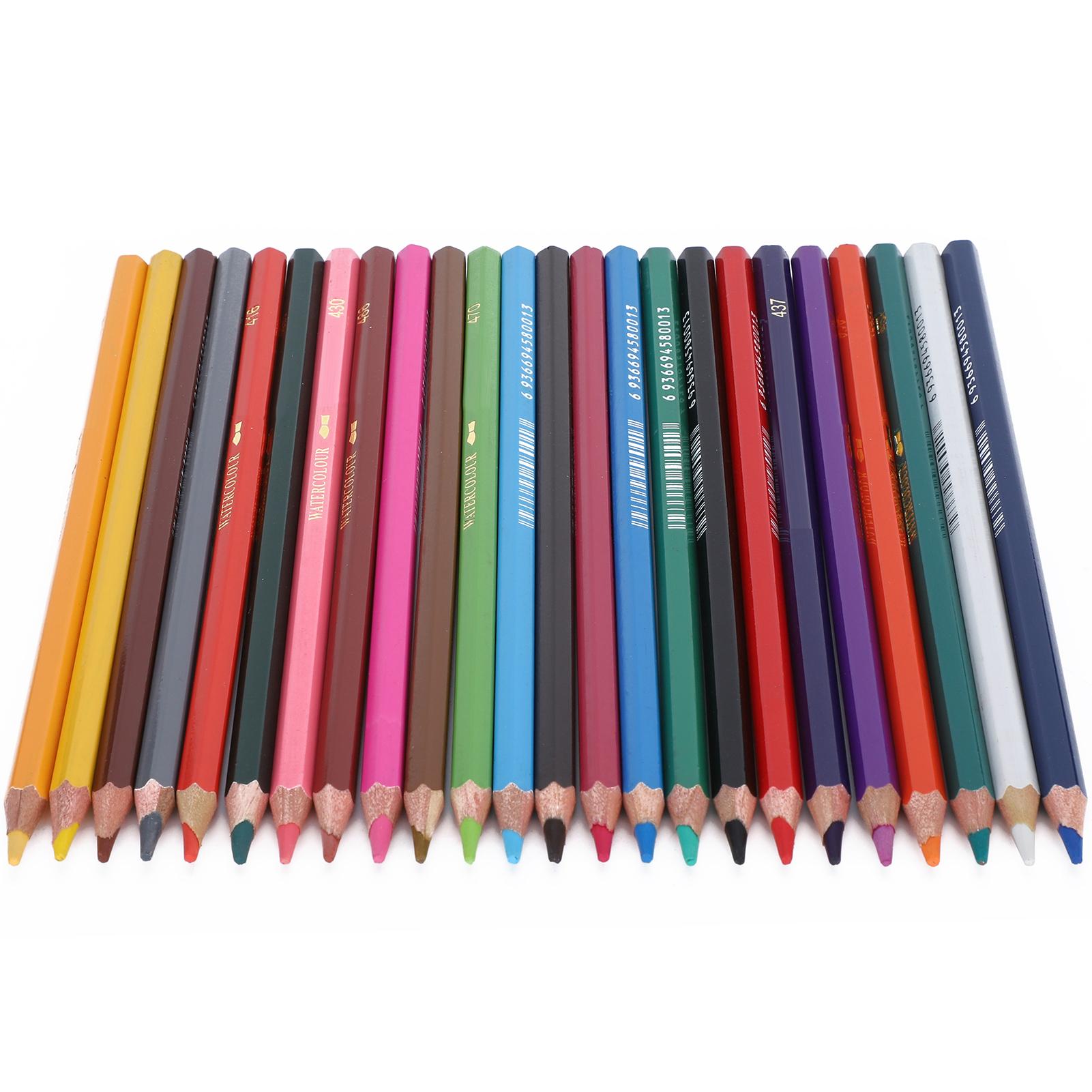 24Pcs Colored Pencil WaterSoluble Multicolor Iron Bucket Packed Children s Painting Tools