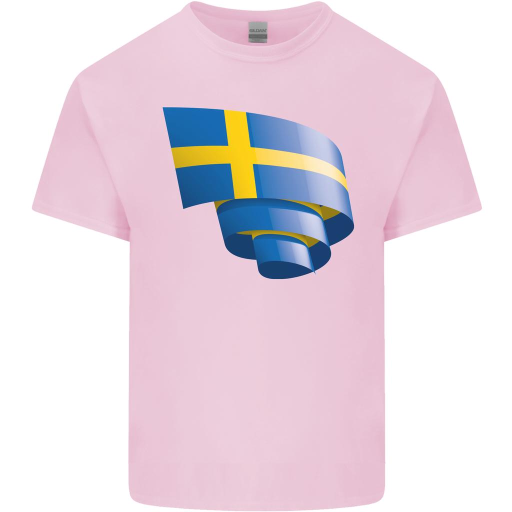 Gekräuselte Schwedische Flagge Schwedentag Fußball Unisex Leichtes Baumwoll-T-Shirt