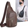 Men's Chest Bag Pu Leather Fashion Commuter Portable Shoulder Bag Large Capacity Leisure Joker Travel Messenger Bag Tide.