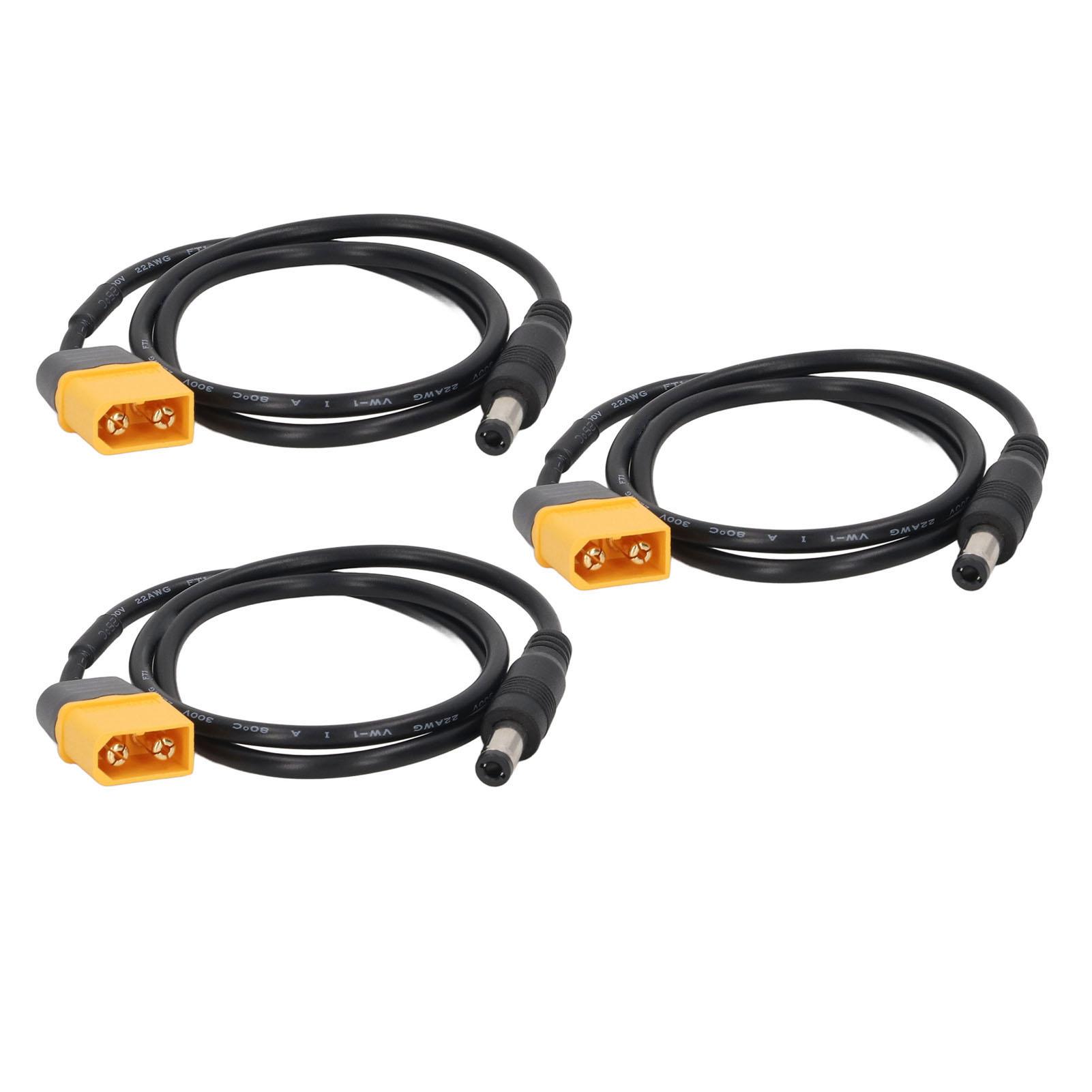 

3Pcs XT60 to DC Cable Male to Male Battery Adapter Line Charging Cord for Drone Car