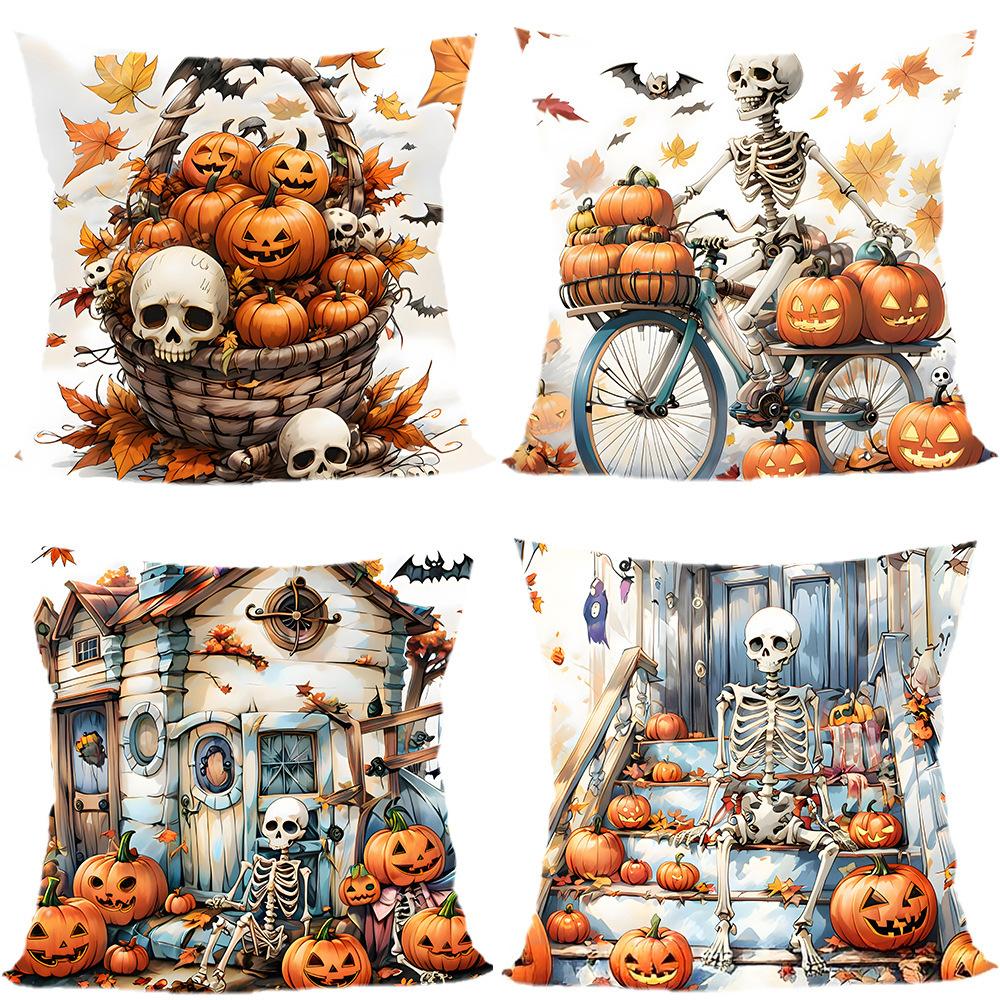 Halloween Pillowcase Pumpkin Skull Funny Ghost Cushion Cover Sofa Living Room Decoration Pillow
