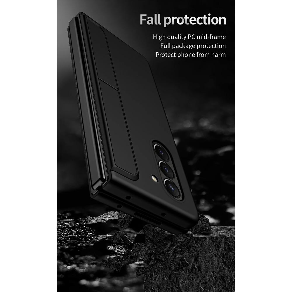 For Samsung Galaxy Z Fold 6 5 4 3 Case Removable Pen Holder Invisible Bracket Kickstand Hard PC Matte Cover with Touch Pen with Stand Holder