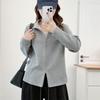 2026 Spring Plus Size Women's Long Sleeve Hoodie Cardigan with Double Zipper & Stand Collar - Style 7067