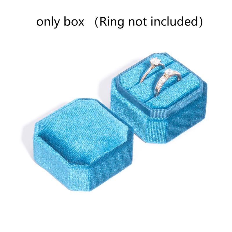 1Pc Velvet Ring Box Double Ring Box With Detachable Lid 2 Slots Octagon Ring Display Holder Case For Engagement Wedding Proposal