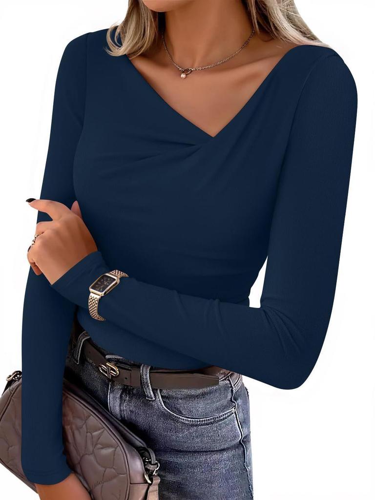 2026 Women's One-Shoulder Swing Neck Off-the-Shoulder Slimming Long Sleeve Top