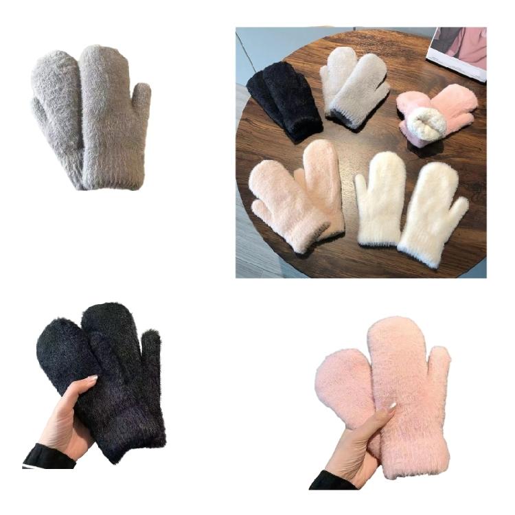 Winter Warm Gloves Faux Furs Gloves Stretchy Cuff Comfortable Wear for Skating