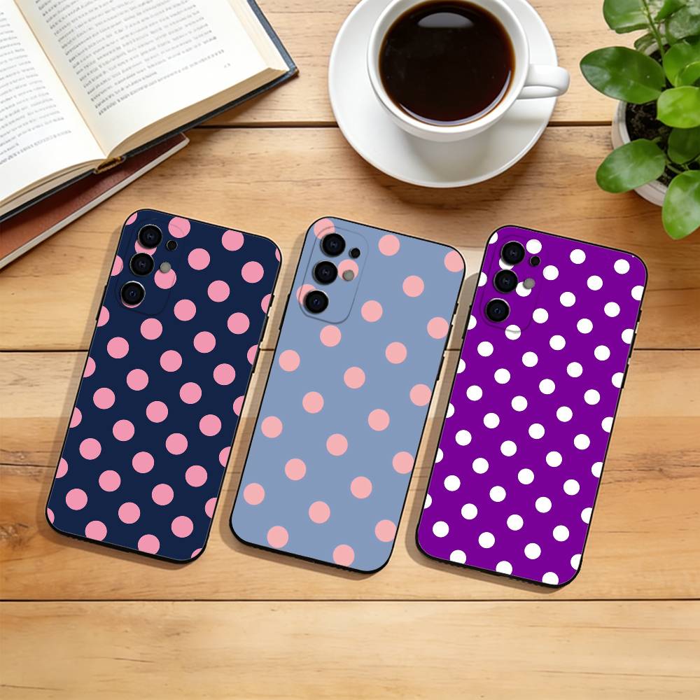 Classic Polka Dot Pattern Phone Case Black Silicone Soft For Samsung S25,S24,S21,S22,S23,S30,Ultra,S20,Plus,Fe,Lite