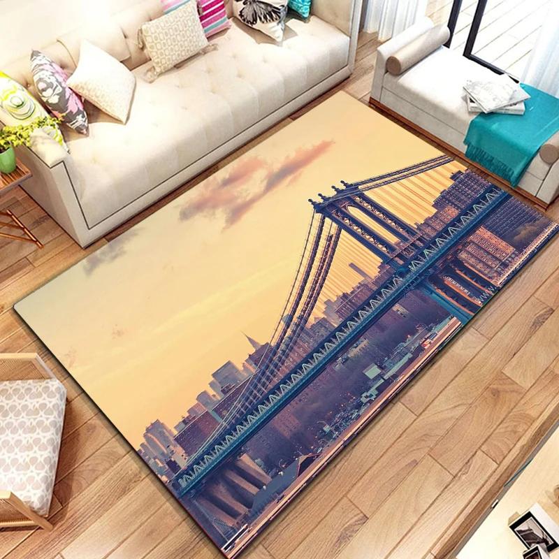 New York City Bereichsteppich, Straßenansicht Teppich Weiche Heim Eingangsfußmatte Rutschfeste Bodenmatte Für Schlafzimmer Wohnzimmer Balkon Dekor