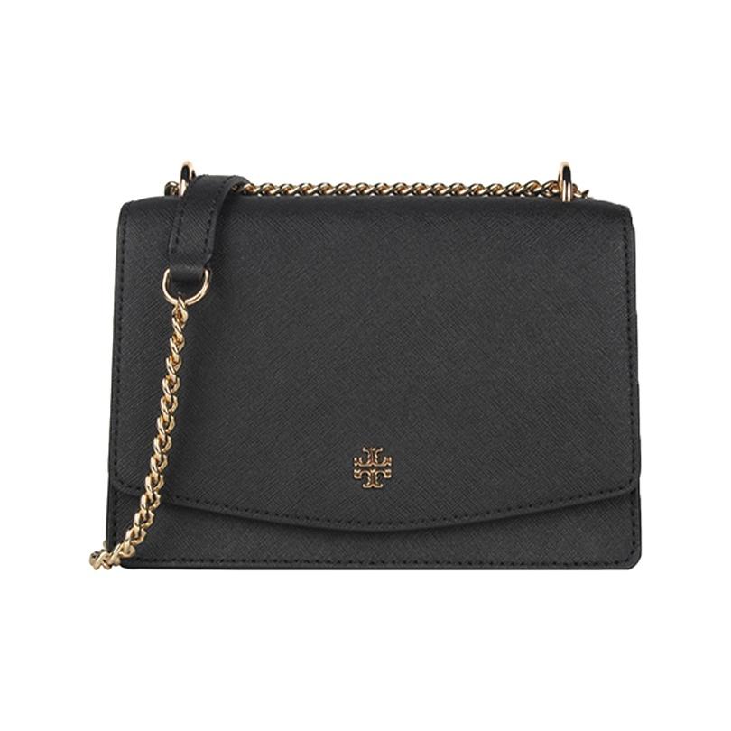 

Tory Burch Minimalist Flap Closure Leather Shoulder Crossbody Bag Women Bags Black 63982-001 Basic Set (Bag+Dust Bag)