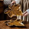 Japanese Retro Maple Leaf Plate Ceramic Plate Home Restaurant Specialty Plate Dim Sum Plate Vegetable Plate Special-Shaped Fruit Plate