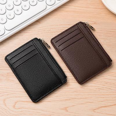 Zipper Coin Purse  Multi-Card Slots Wallet Change Pouch Ultra-Thin Pu Leather Card Holder For Travel Small Bag Women