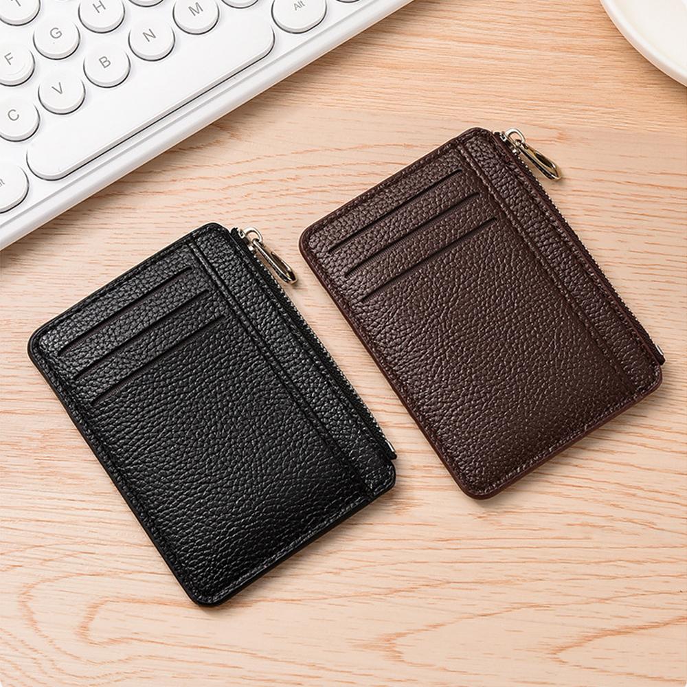 Zipper Coin Purse Simple Multi-Card Slots Wallet Pu Leather Card Holder Lightweight Change Pouch For Women Men Daily Use
