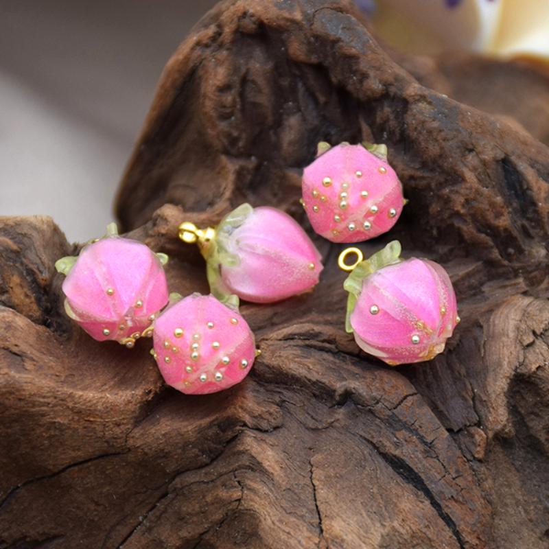 5Pcs Strawberry Resin Charms Cute Mini Pendant For DIY Earrings Necklace Jewelry Bracelets Hairpin Jewelry Accessories розы красного