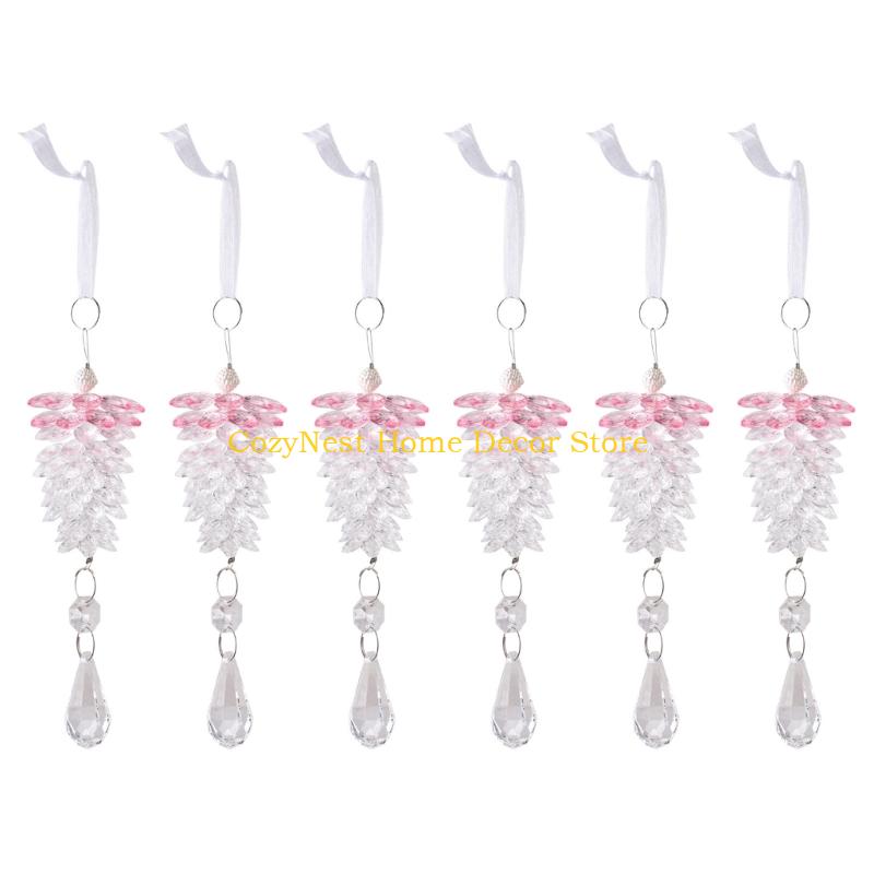 92MF 6 Pcs Simulated Pinecone Pendant Ornament Christmas Decorations Easy To Use For Home Party Garden Decoration