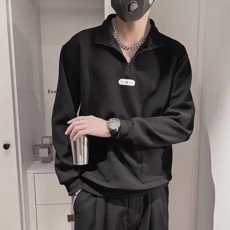 Spring 2024 Men's Sweater Patchwork Assorted Colors Skin-Friendly Fabric Fashion Versatile Top Casual Long-Sleeved Bottoming Shirt